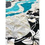 hullámos virágos türkiz öko krepp