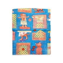 Óvodai ruhazsák 37x46cm patchwork kutyás macskás türkiz