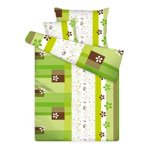 szövet csíkos-virágos zöld