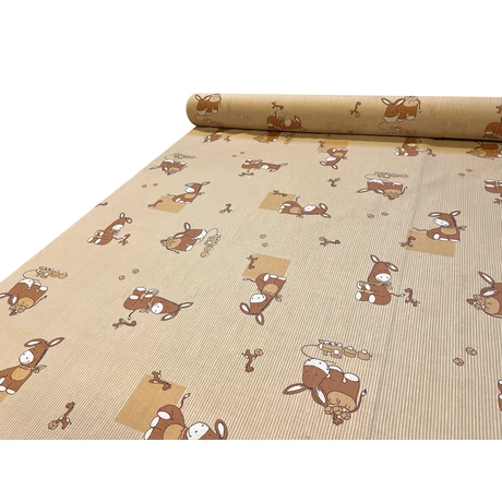 Nyomott mintás pamut-poliészter méteráru - 983 beige