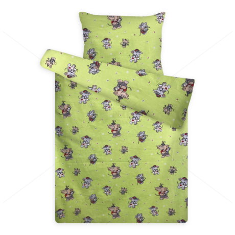 gyerek flanel ágynemű elefántos zöld