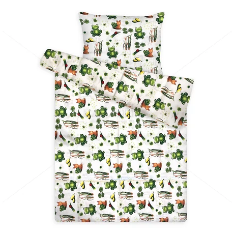 gyerek pamut ágynemű zöld békás