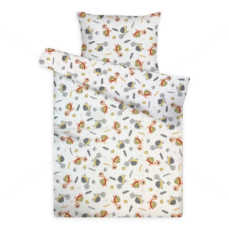 gyerek pamut ágynemű teknős szürke-sárga