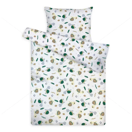 gyerek pamut ágynemű teknős zöld-barna