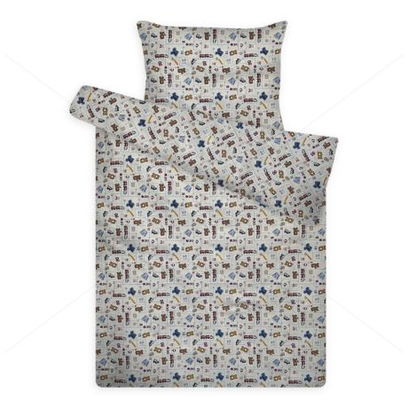 gyerek pamut ágynemű vonatos macik