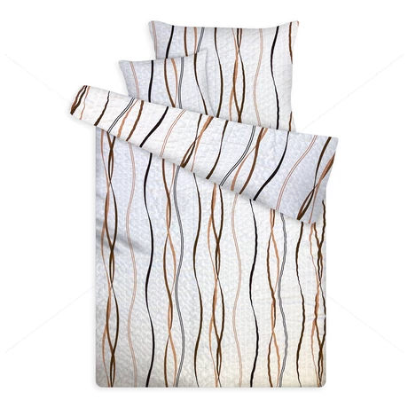 Öko krepp ágynemű hullámos csíkos barna