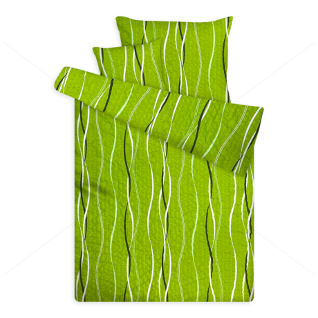 Öko krepp ágynemű hullámos csíkos zöld