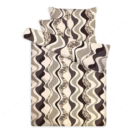 Öko krepp ágynemű hullámos csíkos virágos barna