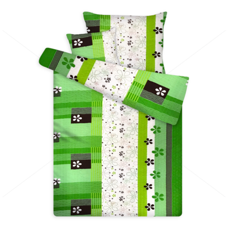 Öko krepp ágynemű virágos zöld