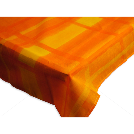 Asztalterítő nyomott mintával 140x140 cm narancs rácsos
