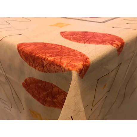 Asztalterítő nyomott mintával 140x200 cm bézs leveles