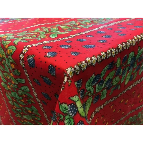 Asztalterítő nyomott mintával 140x200 cm szedres csíkos piros