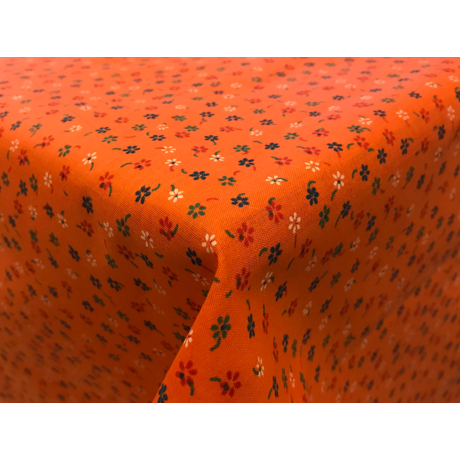 Asztalterítő napron nyomott mintával 70x70cm narancs apró virágos