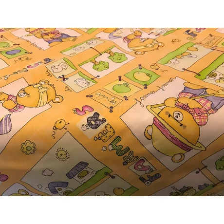 Asztalterítő napron nyomott mintával 70x70cm sárga farmos macis