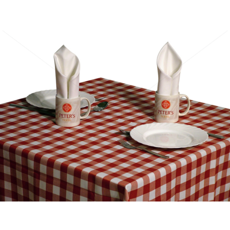 Tarkán szőtt szennytaszító asztalterítő piros-fehér kockás 100x140 cm 